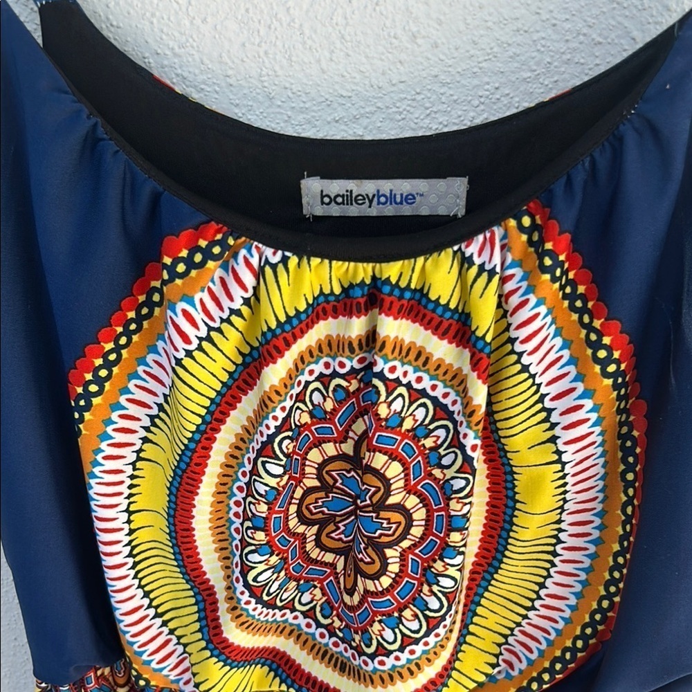 Bailey Blue Navy, Orange, and Yellow Maxi Sundress Size M - Picture 4 of 7